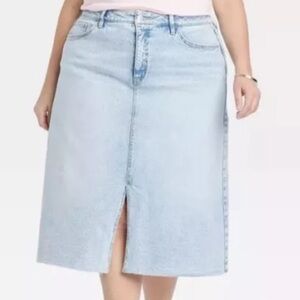 Ava & Viv Women's Denim Midi Light Wash Skirt | Size 18